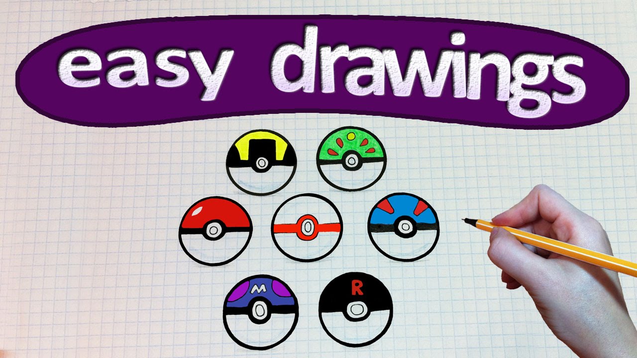 1280x720 Easy Drawings - Pokeball Drawing