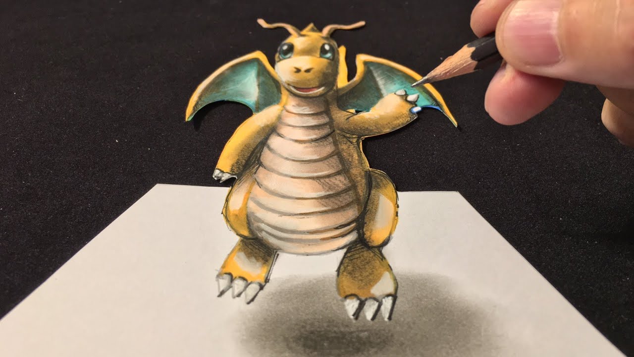 1280x720 drawing dragonite, dragon pokemon art - Pokemon 3d Drawing