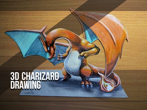 480x360 drawing charizard pokemon traditional prismacolor copic art - Pokemon 3d Drawing