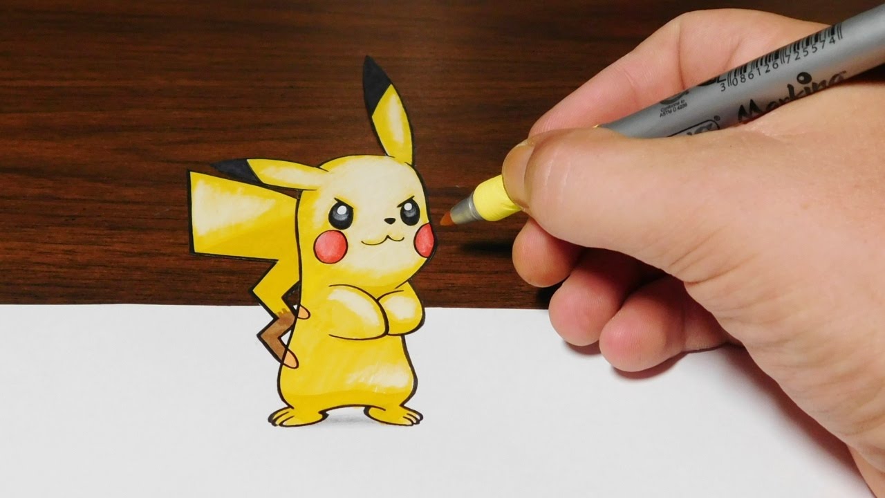 1280x720 Drawing Pikachu - Pokemon 3d Drawing