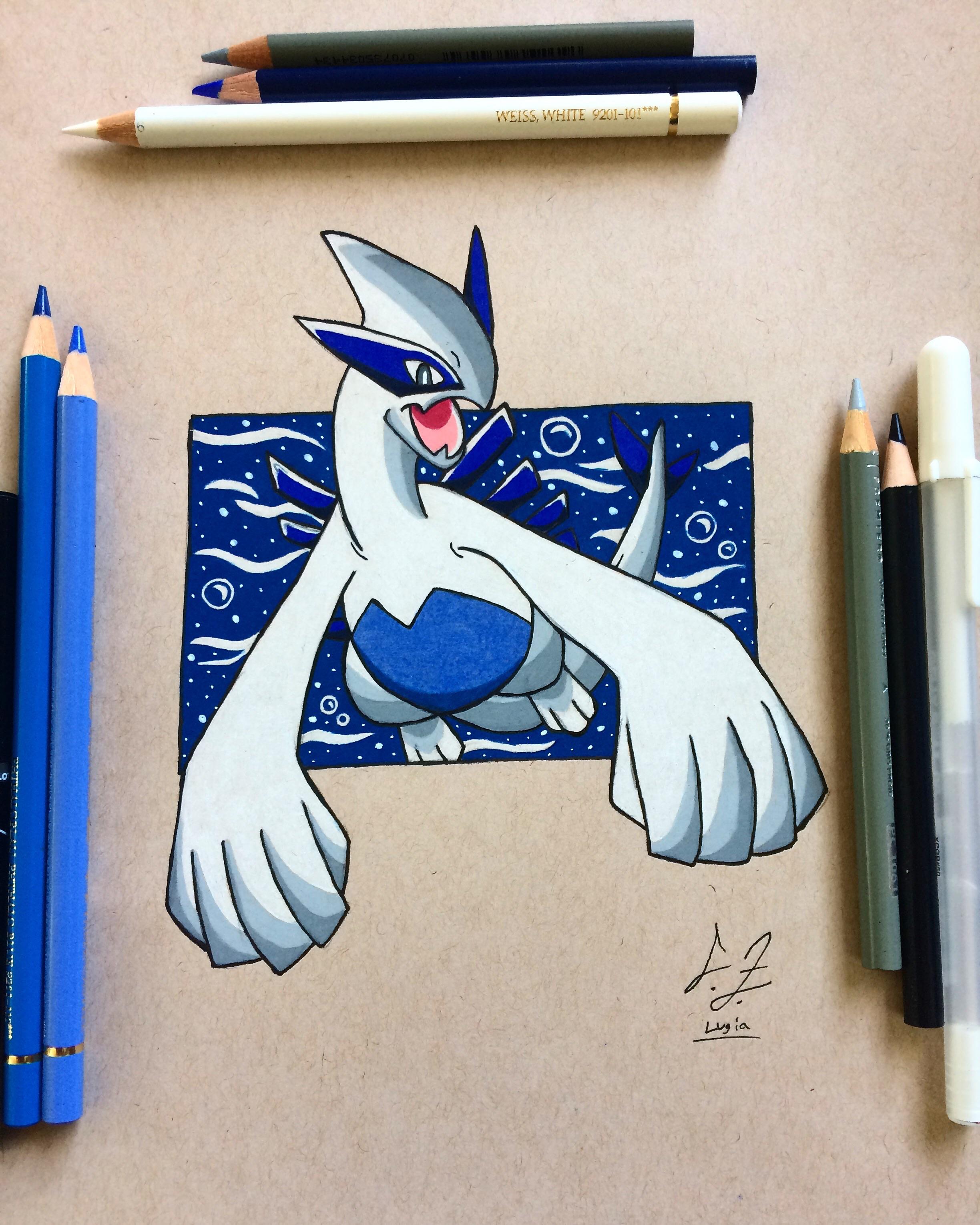 2448x3060 oc art felt like drawing lugia today pokemon - Pokemon 3d Drawing
