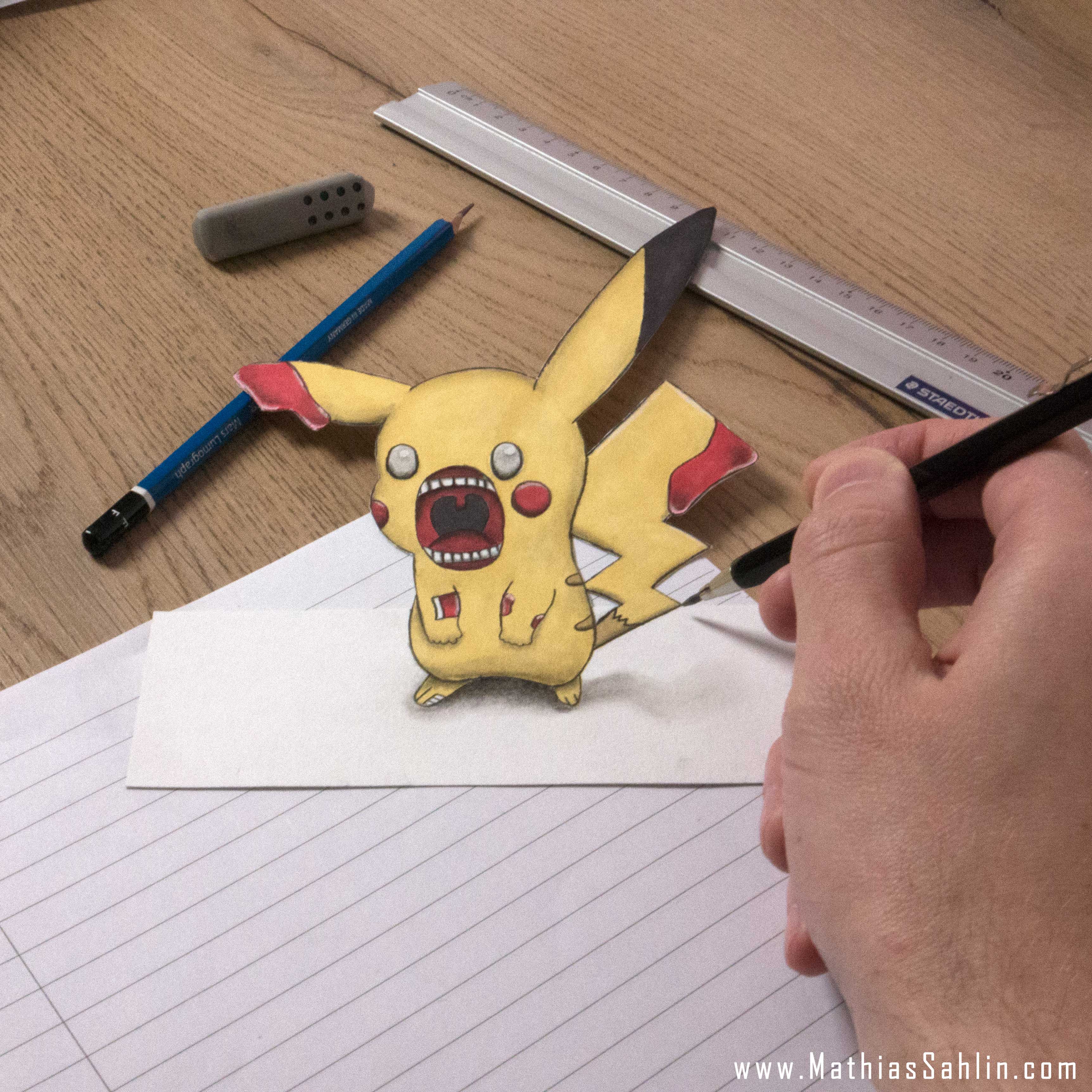 3448x3448 pokemon pikachu zombie drawing - Pokemon 3d Drawing