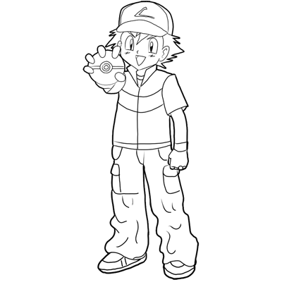 400x400 how to draw ash ketchum from pokemon step - Pokemon Ash Drawing