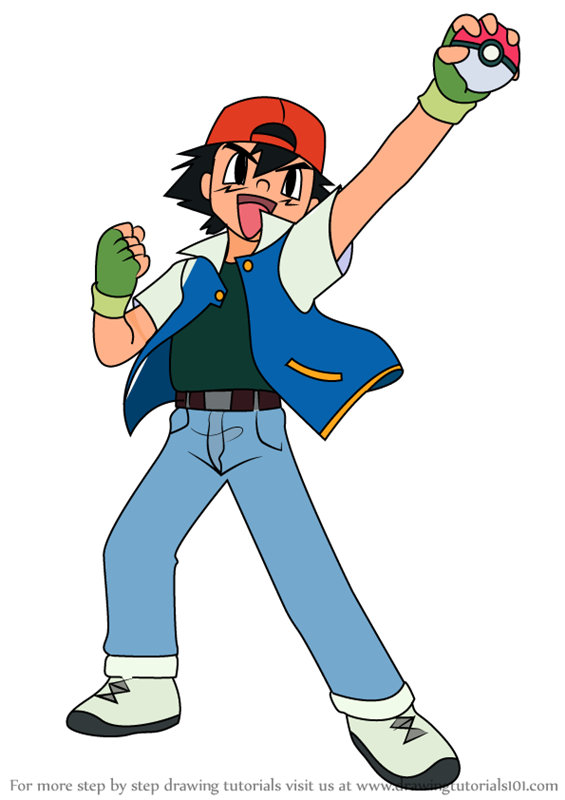565x800 learn how to draw ash ketchum from pokemon - Pokemon Ash Drawing