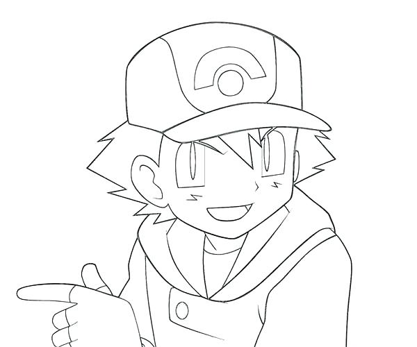 600x500 pokemon ash coloring pages main character ketchum - Pokemon Ash Drawing