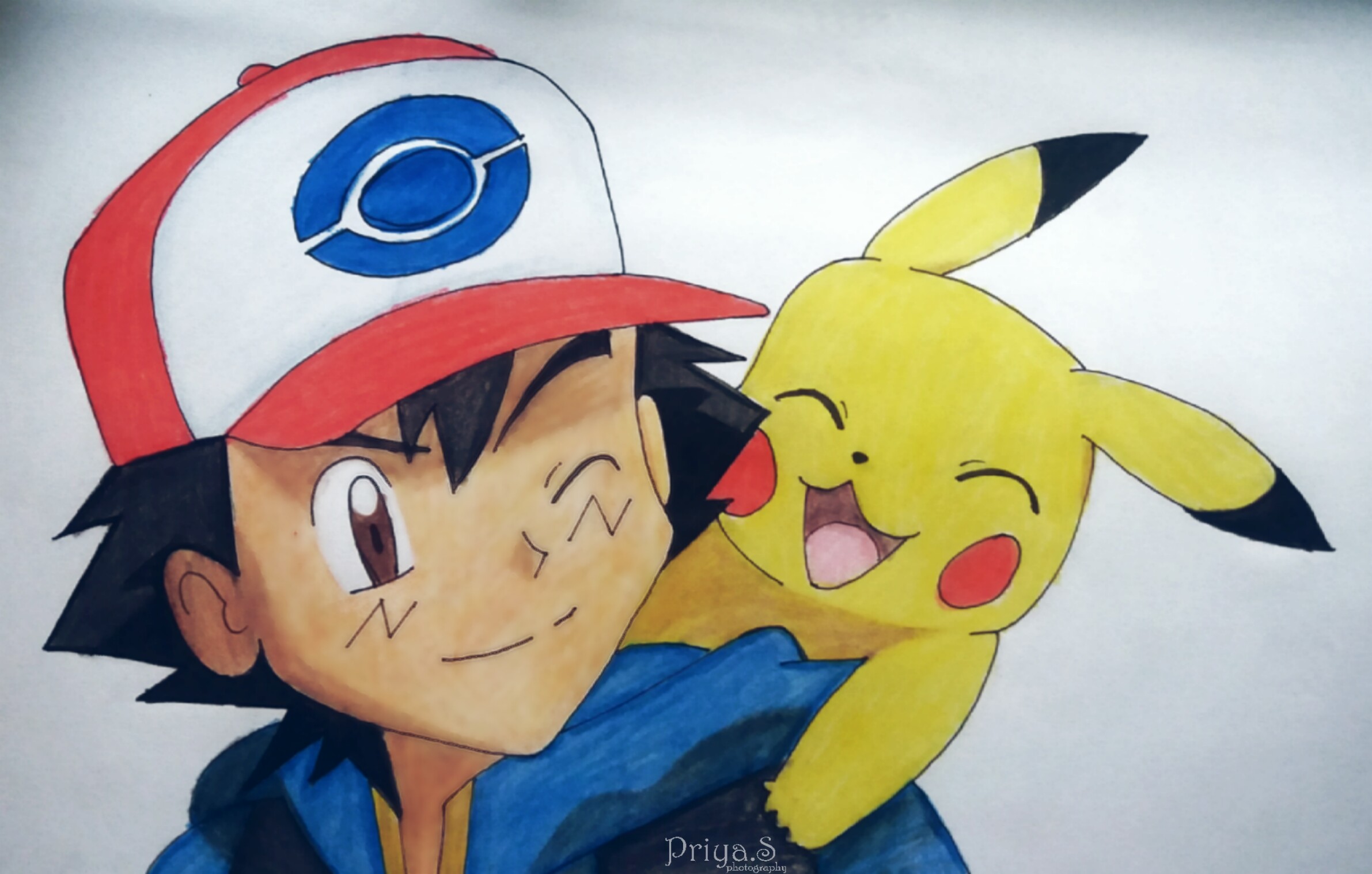 2382x1517 drawing colourful art pokemon ash pikachu cute drawing - Pokemon Ash Drawing