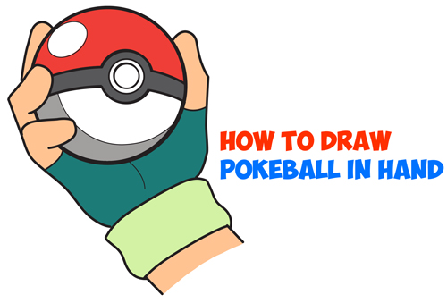 500x339 How To Draw Pokeball In Ash's Hand Step - Pokemon Ball Drawing