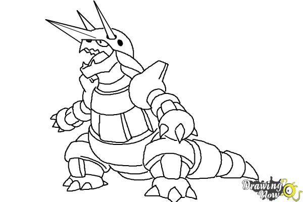 600x400 How To Draw Aggron From Pokemon - Pokemon Black And White Drawing