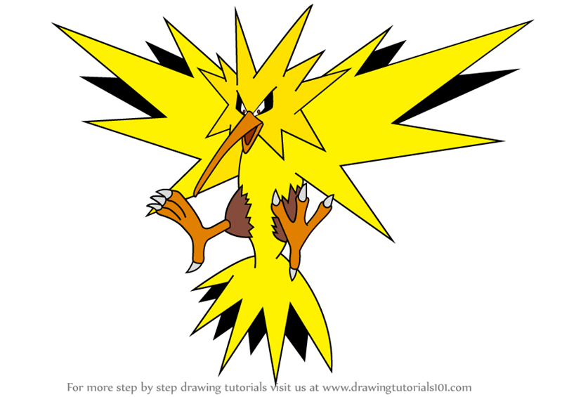 800x565 Learn How To Draw Zapdos From Pokemon - Pokemon Black And White Drawing