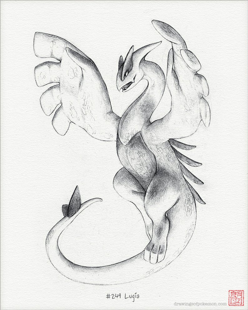 794x993 Lugia X Print Pokemon Drawing Art Artwork Etsy - Pokemon Black And White Drawing
