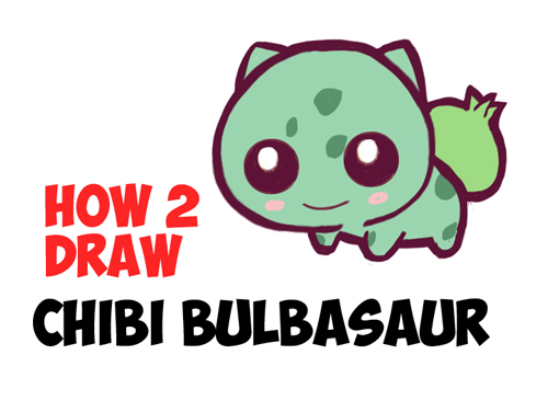 500x376 How To Draw Cute Baby Chibi Bulbasaur From Pokemon In Easy Steps - Pokemon Bulbasaur Drawing