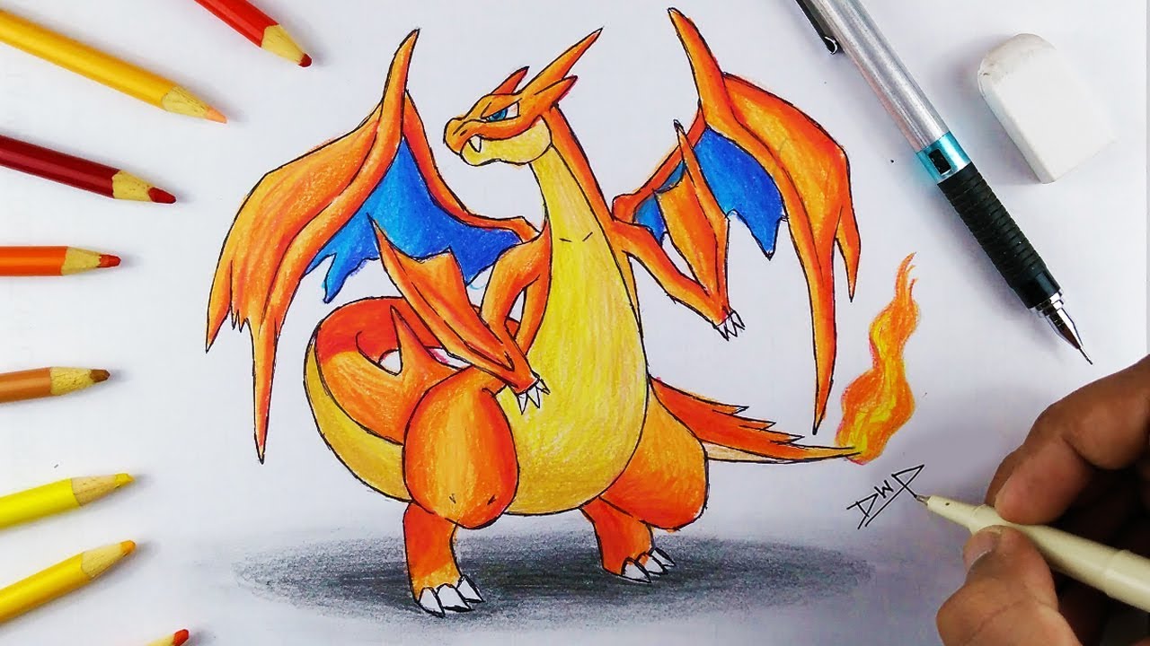 1280x720 How To Draw Mega Charizard Y Pokemon Step - Pokemon Charizard Drawing