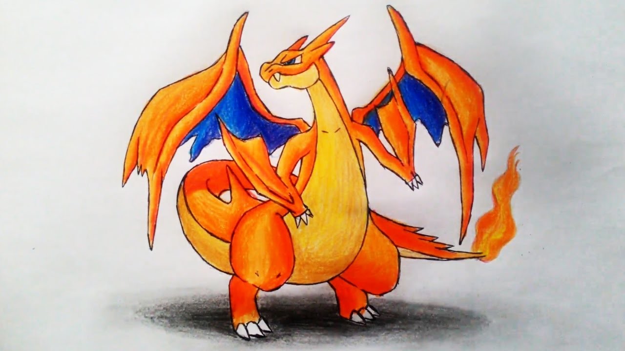 1280x720 How To Draw Mega Charizard Y Drawing Pokemon Characters - Pokemon Charizard Drawing