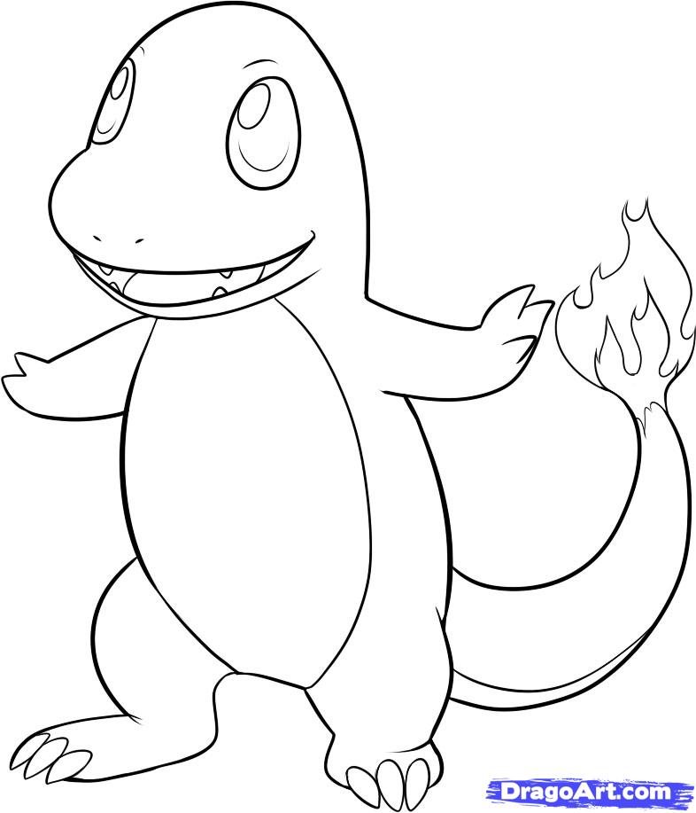 786x917 How To Draw Charmander, Step - Pokemon Charmander Drawing