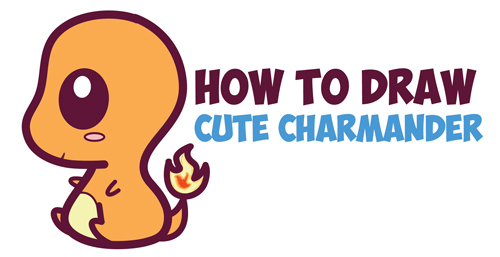 500x257 How To Draw Cute Kawaii Chibi Charmander From Pokemon In Easy - Pokemon Charmander Drawing