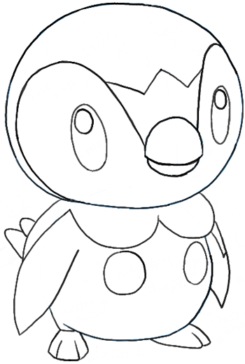 350x518 How To Draw Piplup From Pokemon With Easy Step - Pokemon Drawing Easy