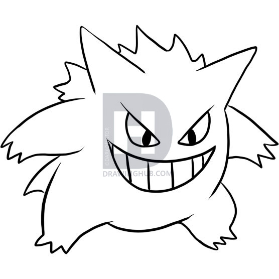 556x556 How To Draw Gengar, Step - Pokemon Drawing Images