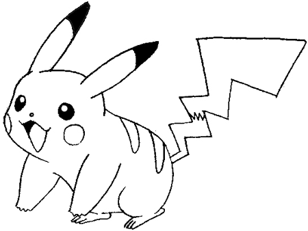 450x338 How To Draw Pikachu Smiling With Easy Step - Pokemon Line Drawing