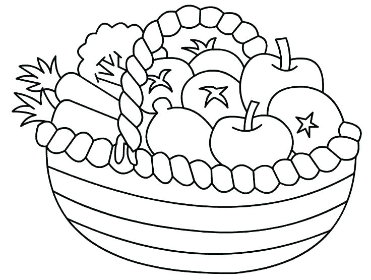 736x555 Line Drawing Coloring Pages Games Colour Fruit Basket At Free - Pokemon Line Drawing