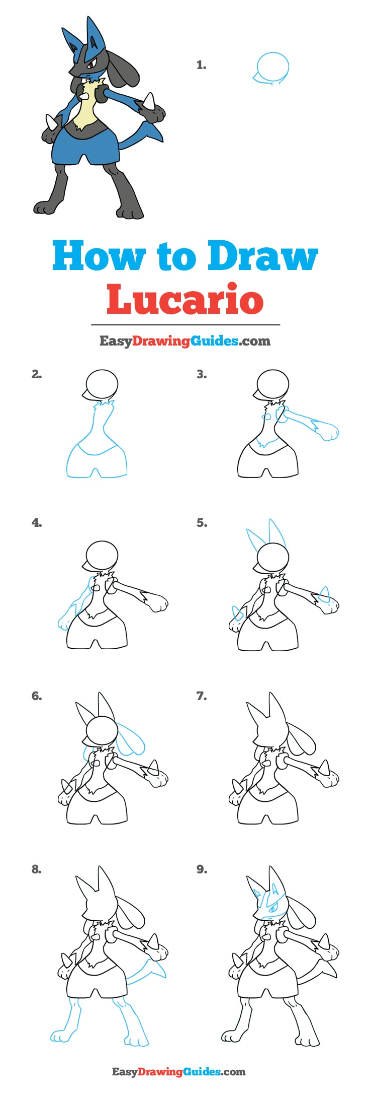 736x2170 How To Draw Lucario - Pokemon Lucario Drawing