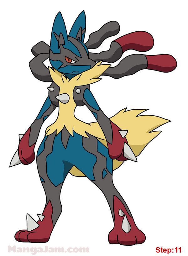 600x817 How To Draw Mega Lucario From Pokemon Step Video Games - Pokemon Lucario Drawing