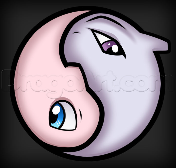 712x681 how to draw mew and mewtwo yin yang, step - Pokemon Mew Drawing