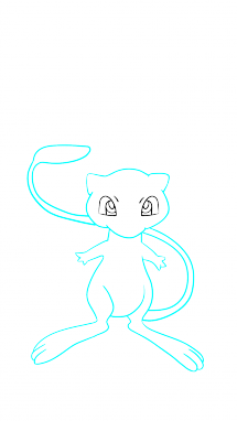 215x382 how to draw mew, pokemon, anime, easy step - Pokemon Mew Drawing