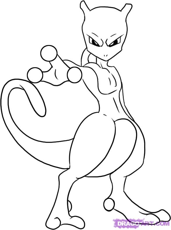 586x787 How To Draw Mewtwo, Step - Pokemon Mewtwo Drawing