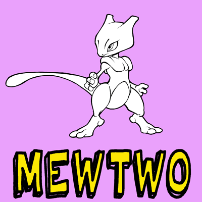 400x400 How To Draw Mewtwo From Pokemon With Easy Step - Pokemon Mewtwo Drawing