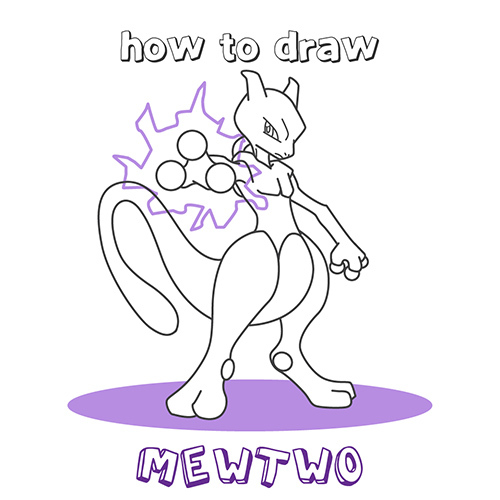 500x500 How To Draw Mewtwo - Pokemon Mewtwo Drawing