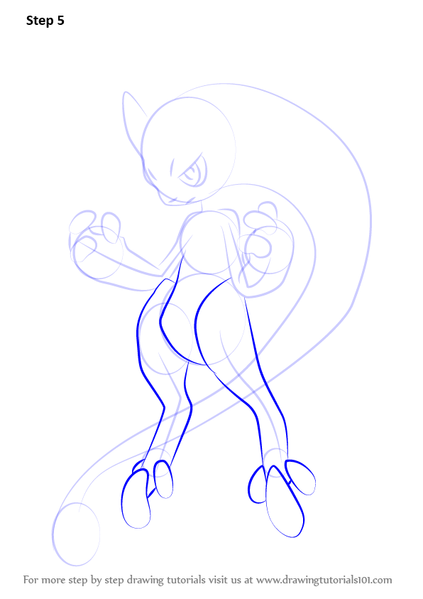 596x843 Learn How To Draw Mega Mewtwo Y From Pokemon - Pokemon Mewtwo Drawing