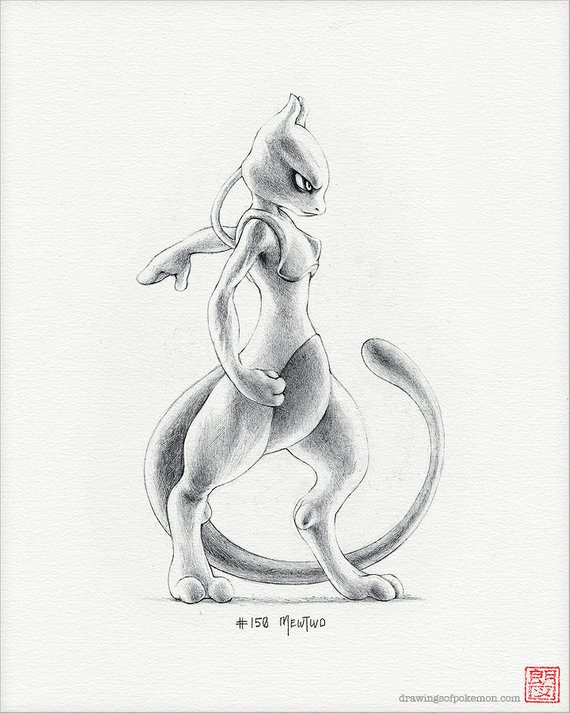 570x713 Mewtwo - Pokemon Mewtwo Drawing