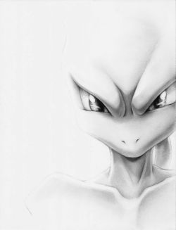 250x327 drawing art pokemon black and white monochrome mewtwo legendary - Pokemon Mewtwo Drawing