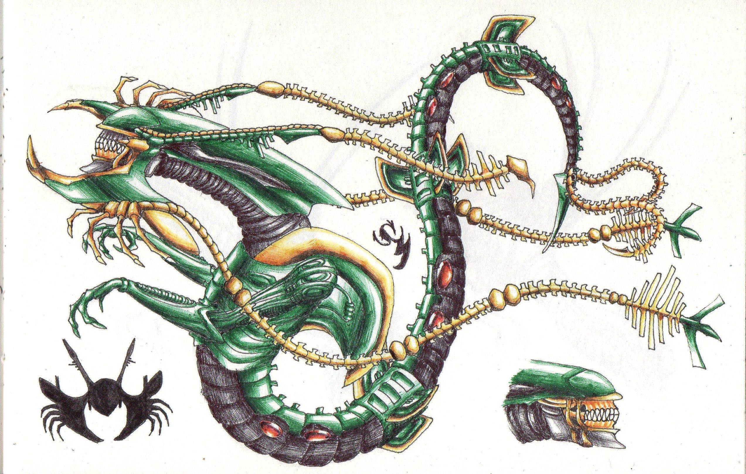 2545x1617 Xenomorph Mega Rayquaza - Pokemon Rayquaza Drawing