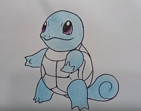 465x366 How To Draw Squirtle From Pokemon - Pokemon Squirtle Drawing