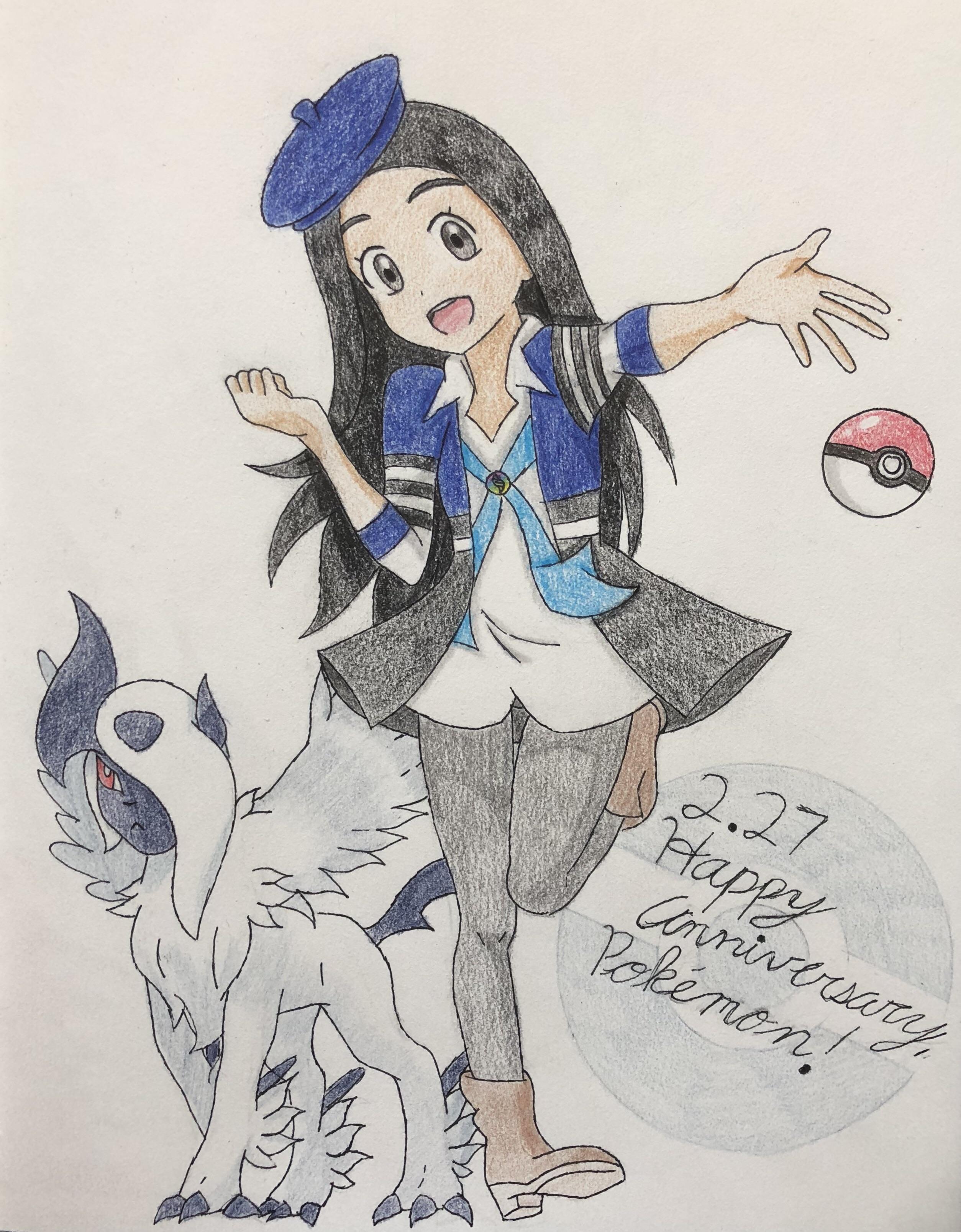 2508x3215 i drew myself as a trainer alongside my trusty mega absol - Pokemon Trainer Drawing
