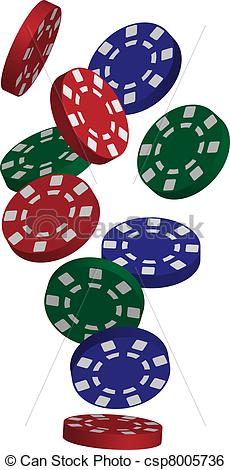 230x470 illustration of falling red, blue and green poker chips isolated - Poker Chips Drawing