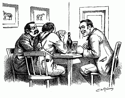 500x390 in a back room are three men gambling sitting - Poker Table Drawing