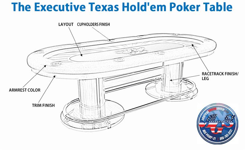 800x491 the executive texas hold'em poker table - Poker Table Drawing