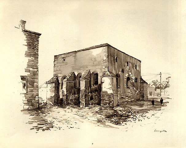 606x480 the synagogue in pinczow, poland drawing - Poland Drawing