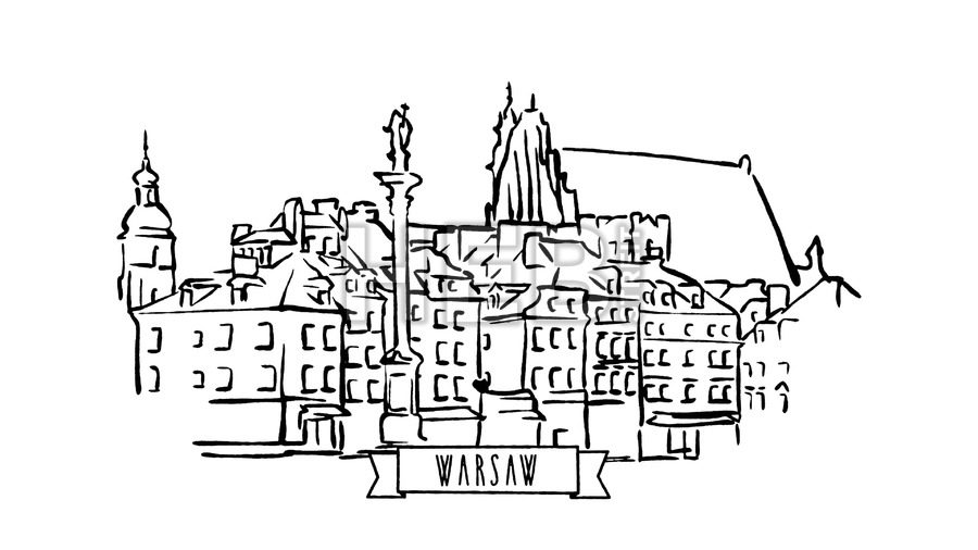 900x506 warsaw, poland, self drawing lines on white hebstreits sketches - Poland Drawing