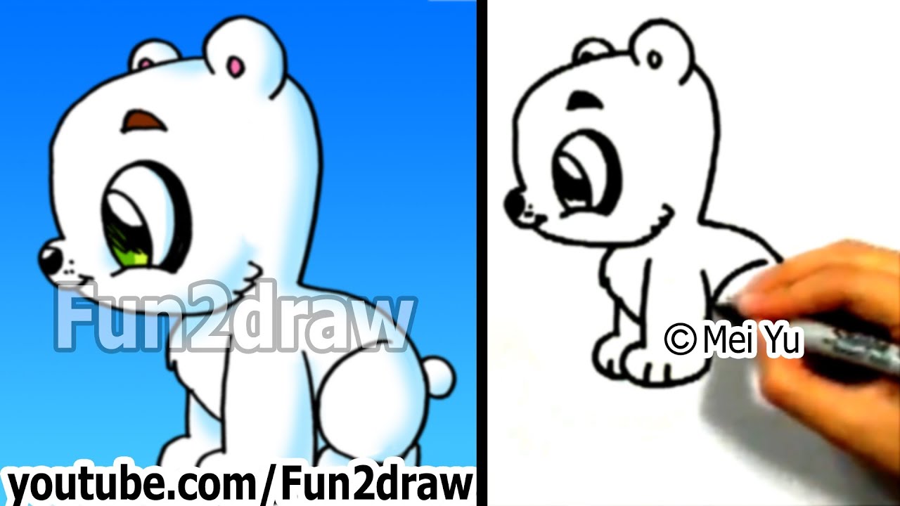 1280x720 How To Draw A Cartoon Polar Bear - Polar Bear Cartoon Drawing