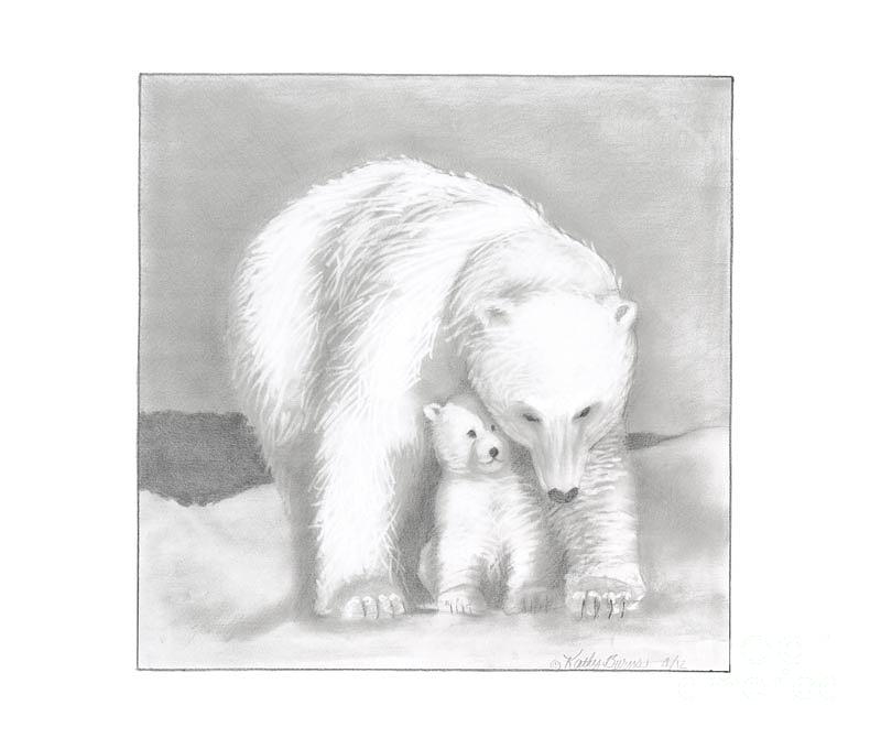 800x670 Mother And Cub Drawing - Polar Bear Cub Drawing