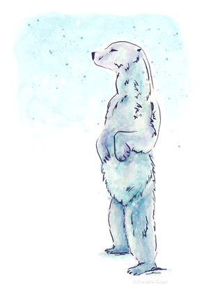 300x417 Draw Polar Bear Easy Illustration Claudelle Girard How To Draw - Polar Bear Drawing Easy