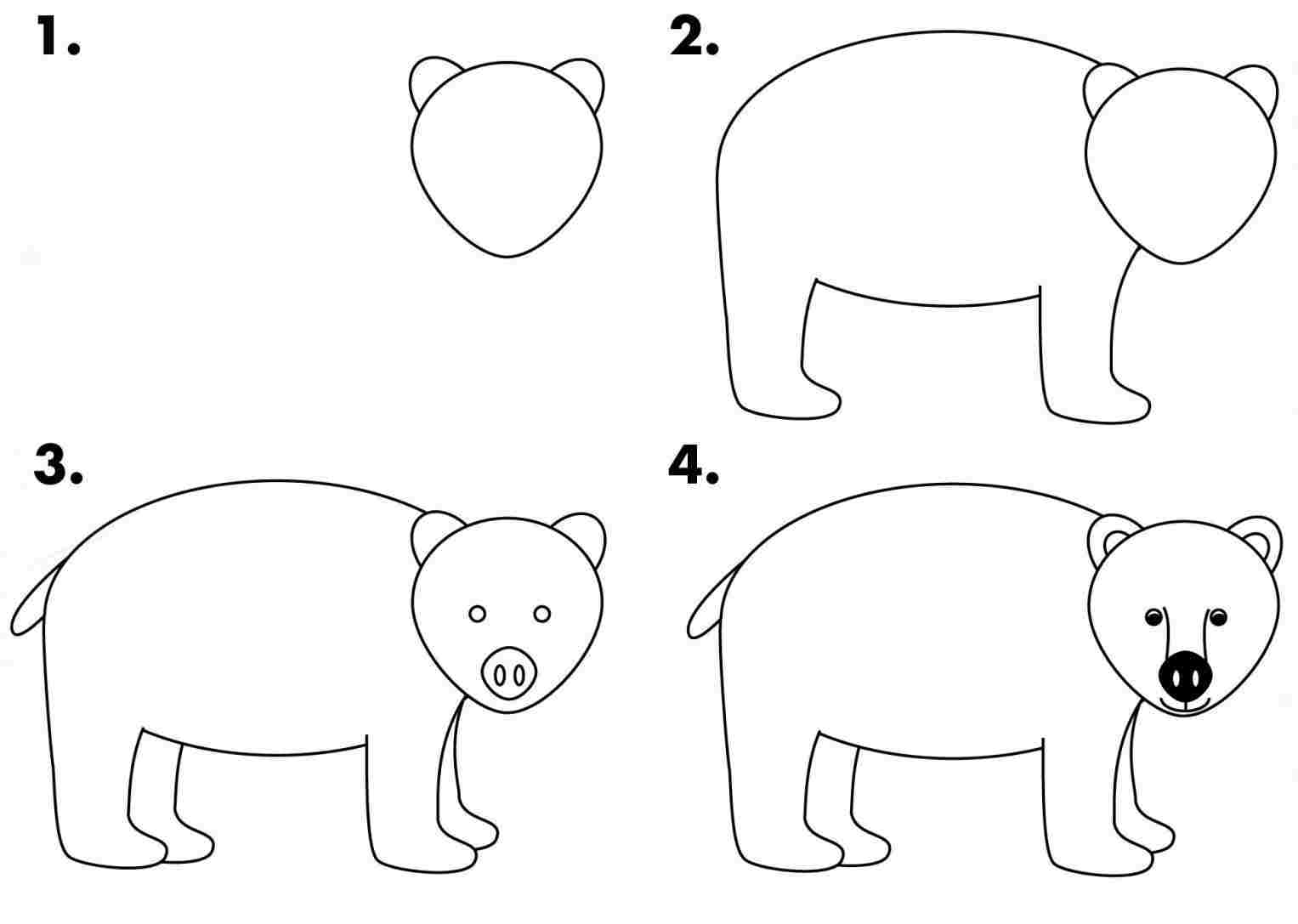 1527x1087 drawing simple polar bear drawing of polar bear how - Polar Bear Drawing Step By Step