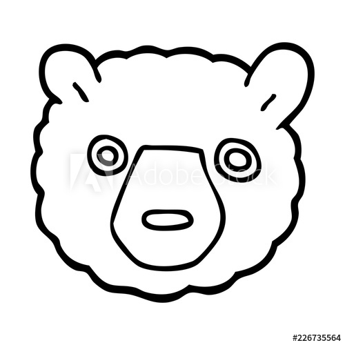 500x500 Line Drawing Cartoon Polar Bear Face - Polar Bear Face Drawing