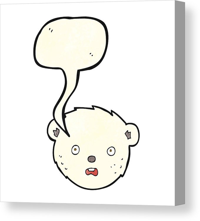 680x752 cartoon polar bear face with speech bubble canvas print canvas - Polar Bear Face Drawing