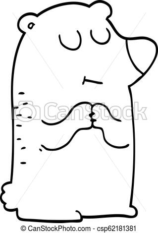 319x470 Line Drawing Cartoon Polar Bear - Polar Bear Line Drawing