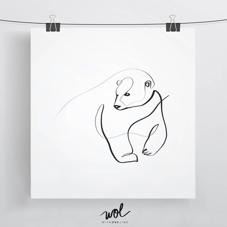794x794 polar bear art polar bear print gift ideas for mom and dad etsy - Polar Bear Line Drawing