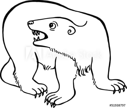 500x425 Polar Bear Line Drawing - Polar Bear Line Drawing